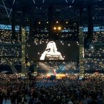 Adele performing at Wembley Stadium